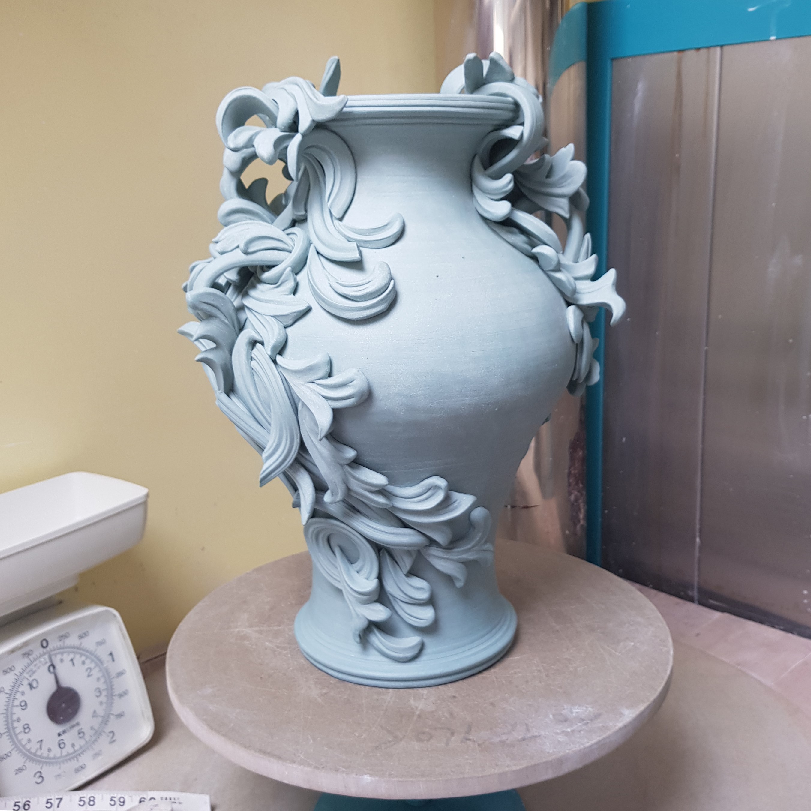 jo taylor clay art vase sculpture work in progress