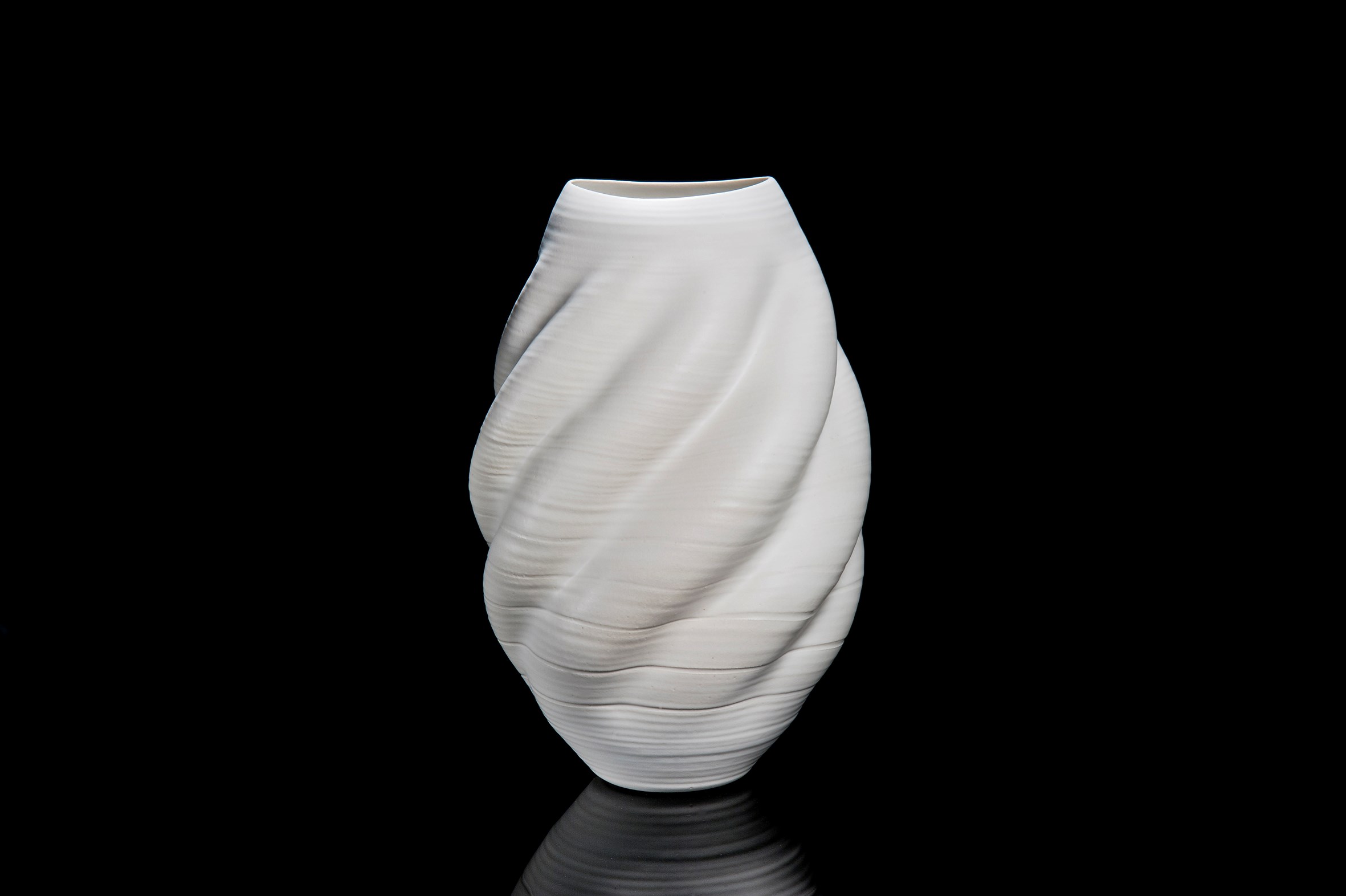 crumpled white ceramic vase art sculpture Nicholas Arroyave-Portela