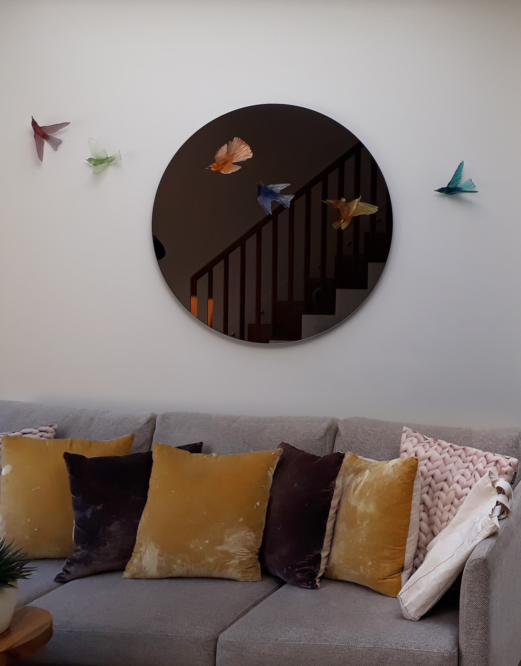 living room decorative mirror art with lukeke design birds