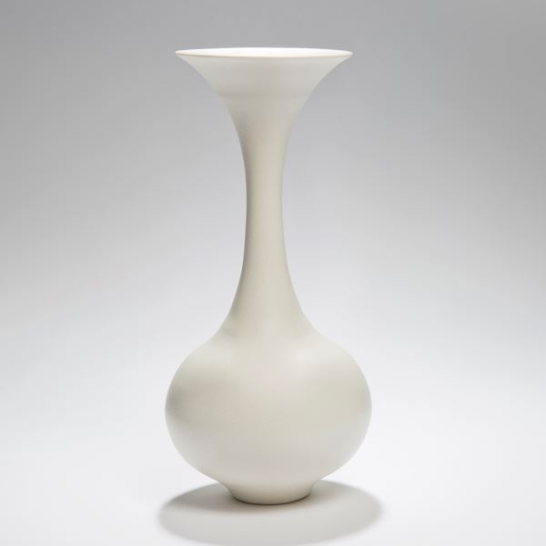 tall porcelain decorative art vase with wider bottom and top