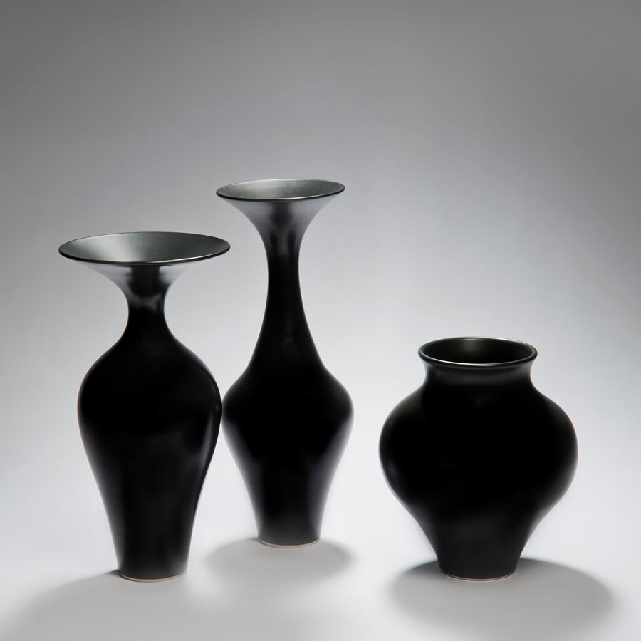 tall thin black vase sculpture porcelain ceramic