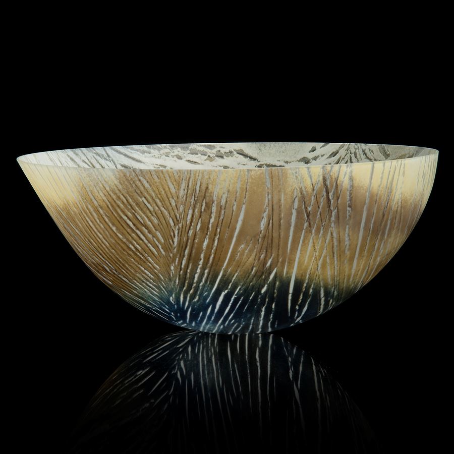 textured white art glass bowl sculpture
