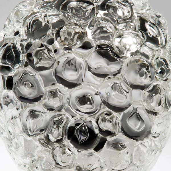 bubblewrap effect hand blown glass sculpture ornament with mirrored interior