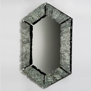 square edged 0-shaped silver art glass mirror
