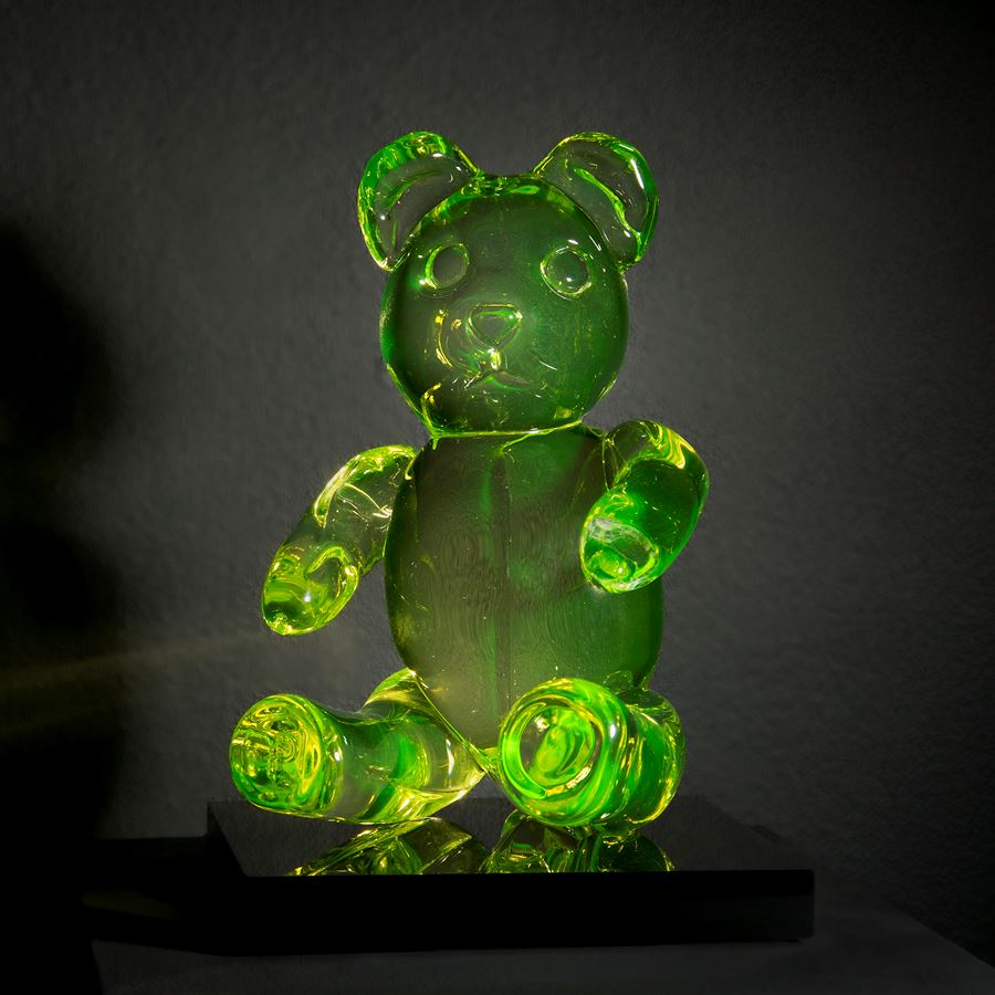 Olive Green Transparent Glass Teddy Bear Eyes