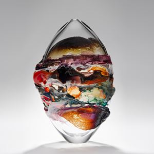 colourful modern handblown art glass vessel sculpture 
