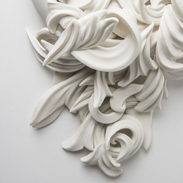 ceramic flower sculpture art for wall mounting