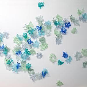 decorative modern art glass wall art in green blue and turquoise 