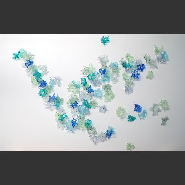 decorative modern art glass wall art in green blue and turquoise 