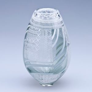 ornate decorative patterened glass vase sculpture 