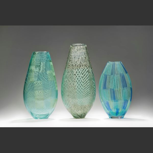ornate decorative patterened glass vase sculpture 