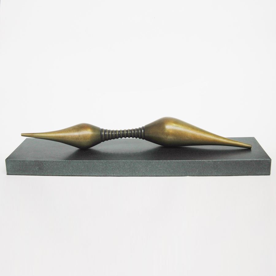 modern minimalist bronze sculpture on slate base
