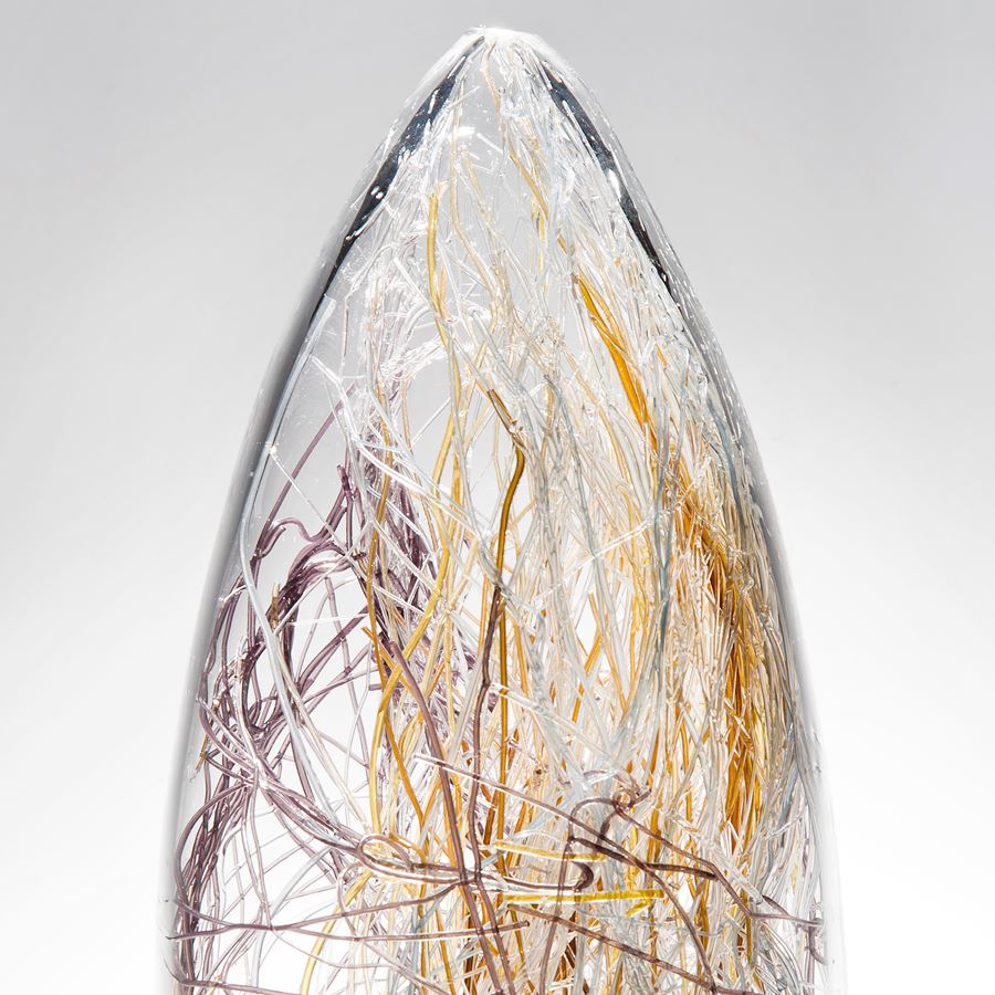 handblown art-glass sculpture with internal wire structure
