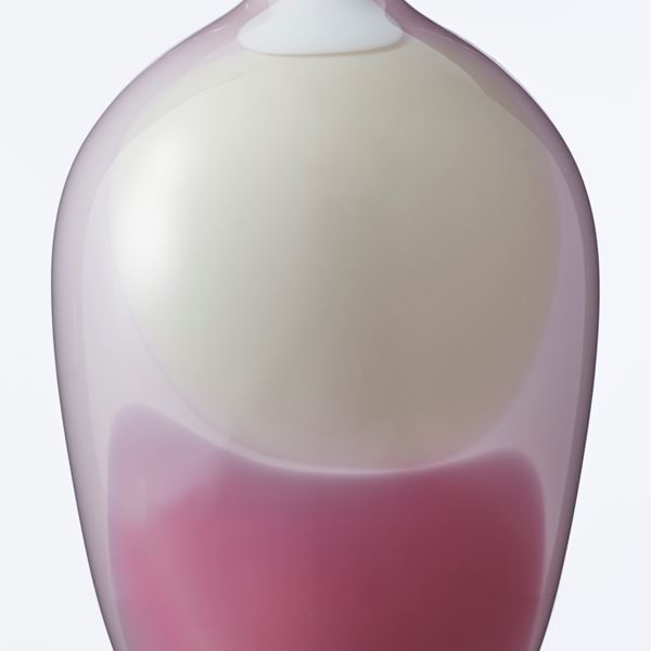 light cream and pink art glass vase sculpture