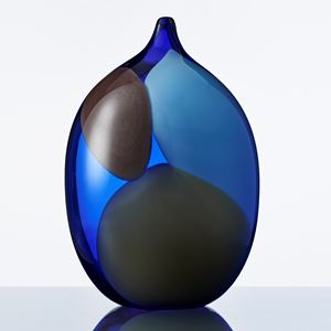 blue and black modern art glass vase sculpture