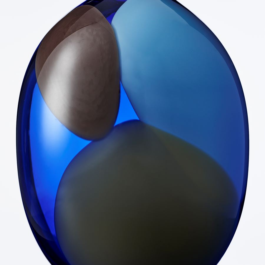 blue and black modern art glass vase sculpture