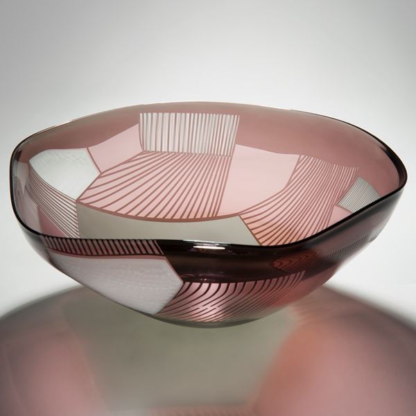 pink and grey coloured art glass bowl sculpture