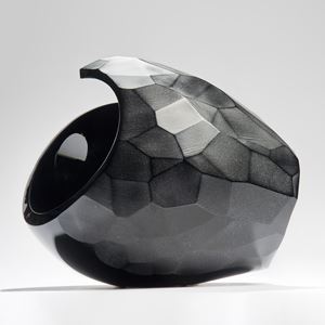 modern abstract art glass centrepiece sculpture in black