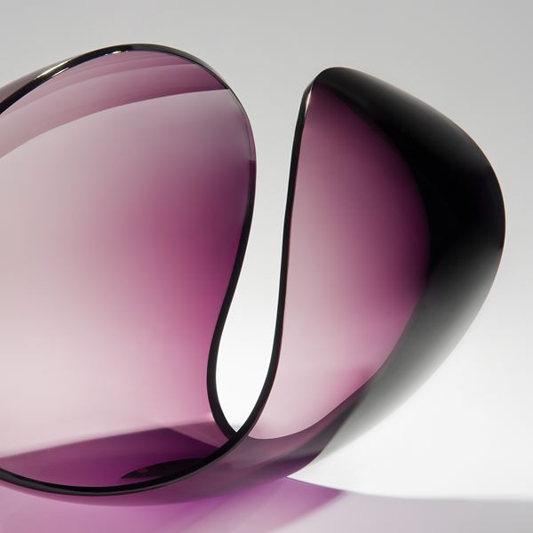 violet modern minimalist glass sculpture in concave shape