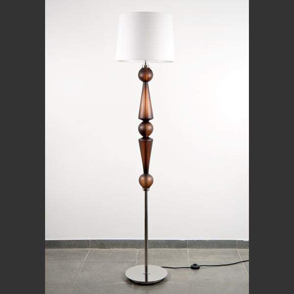 tall floor light made from steel and cut glass adornments