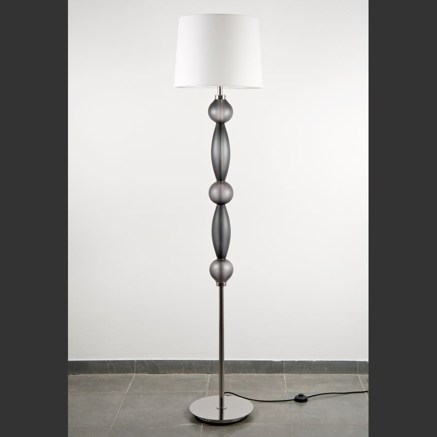 tall floor light made from steel and cut glass adornments