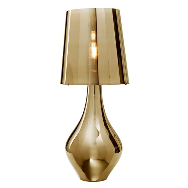 drop based table lamp in gold