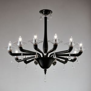 italian mouth blown glass chandeliers in black red and white