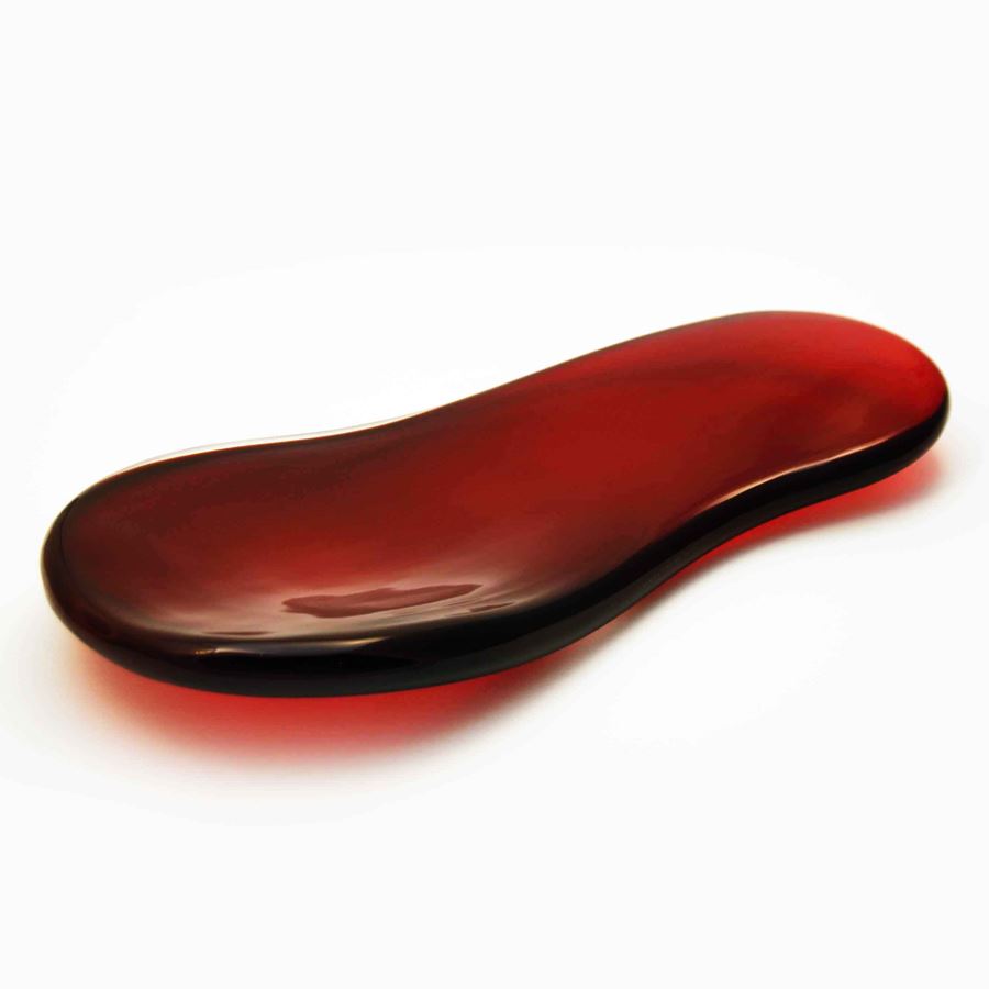 red insole shaped glass art sculpture