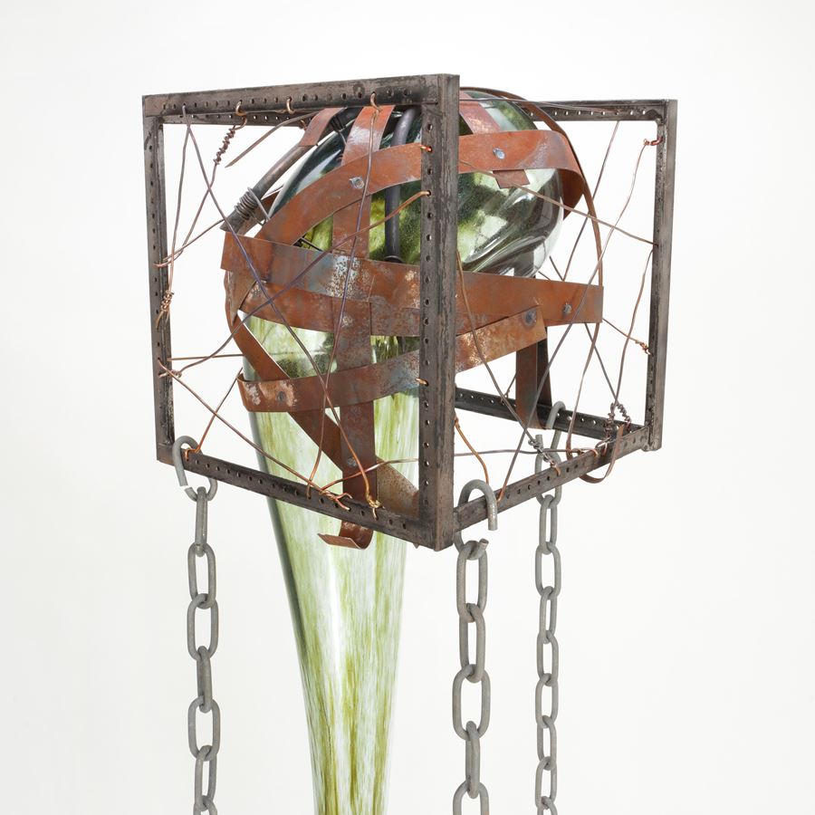 handblown and sculpted glass with metal political black lives matter sculpture