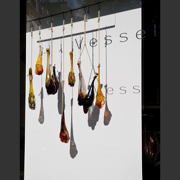 mixed media glass hanging handblown glass art sculpture installation