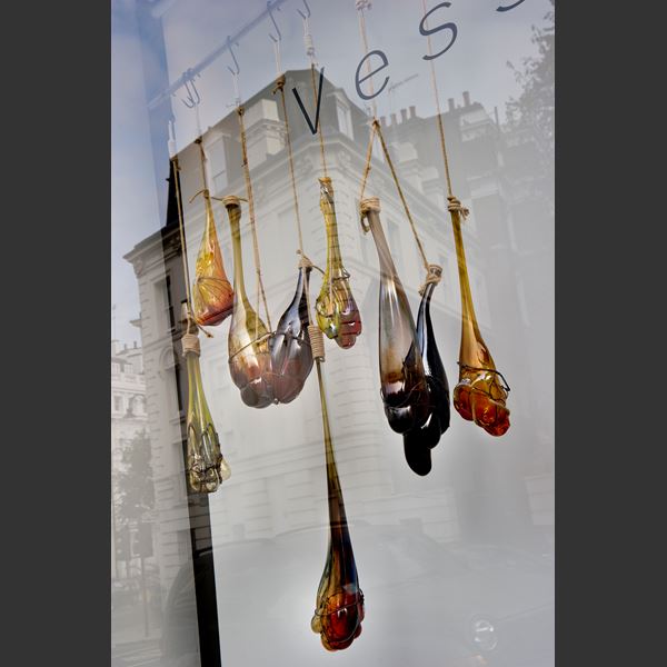 mixed media glass hanging handblown glass art sculpture installation