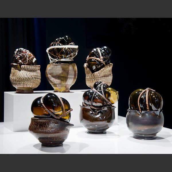 mixed media glass art-glass ornament sculpture