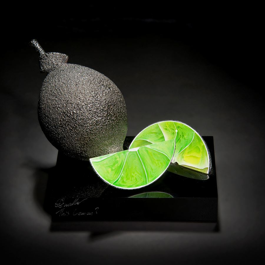 glass sculpture of lime as still life piece of art