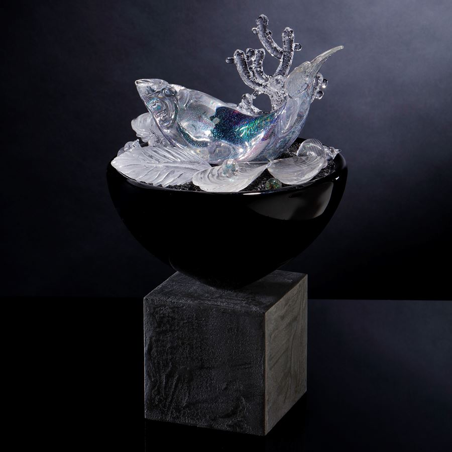 Modern Art Pottery Plaster Sculpture Lamp Base Vase unpainted Monster Fish
