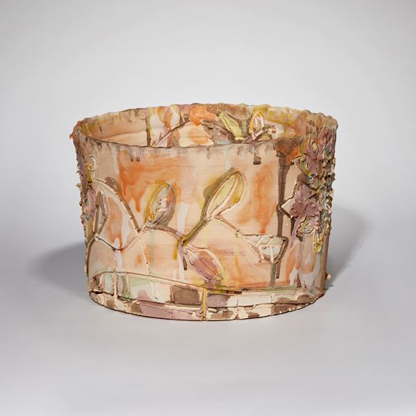pastel pink contemporary ceramic art sculptural centrepiece made from hand crafted clay