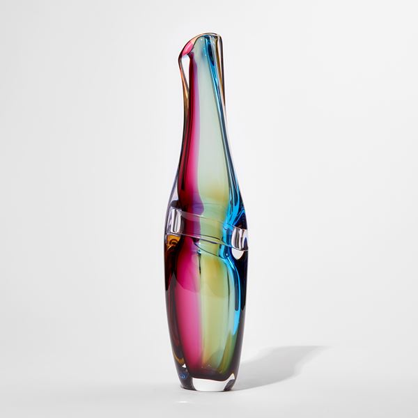 tall neon coloured handblown glass vase contemporary sculpture