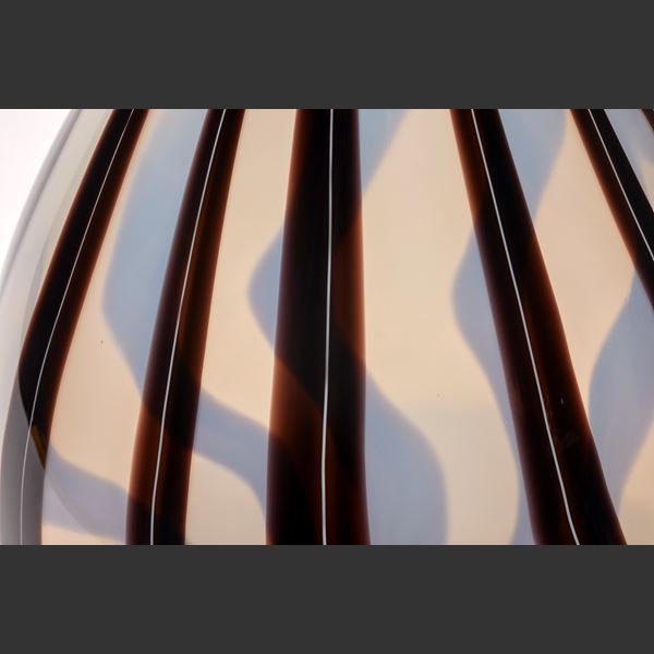 modern art glass vessel sculpture in red and white stripes