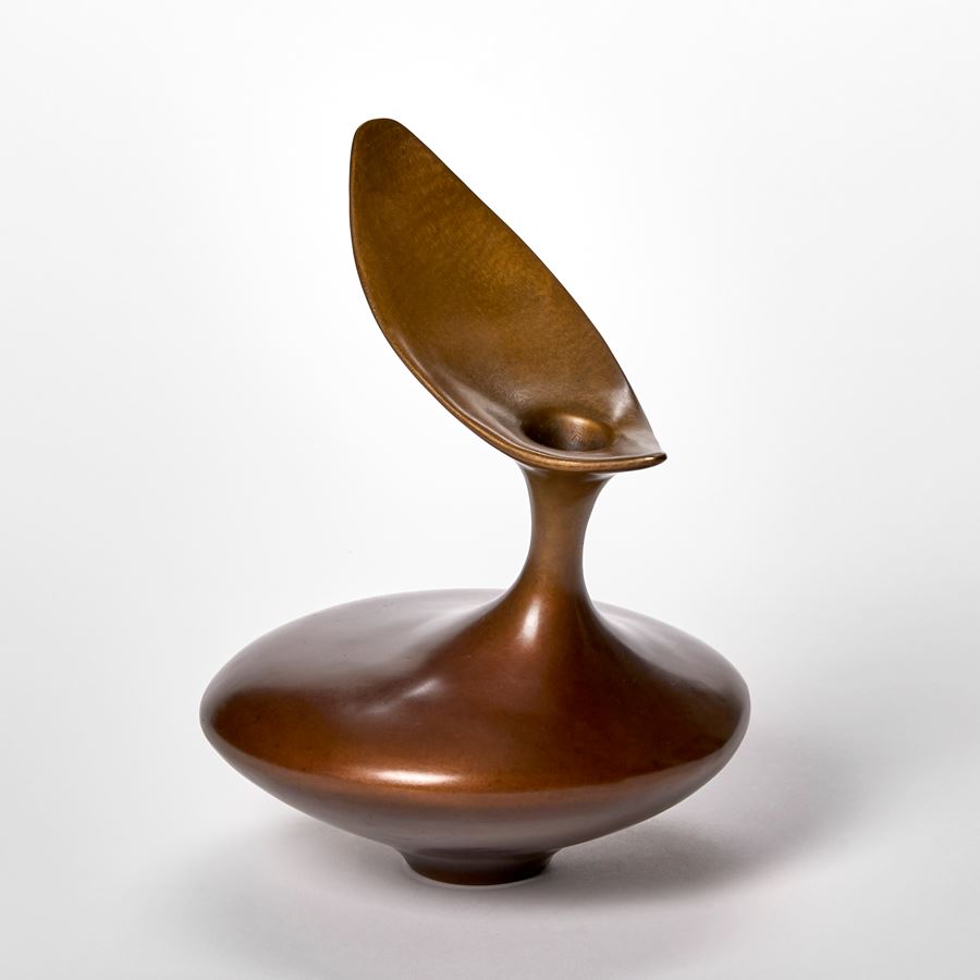 bronze sculpted vessel in bird like form