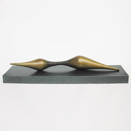 modern minimalist bronze sculpture on slate base