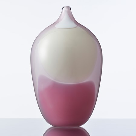 light cream and pink art glass vase sculpture