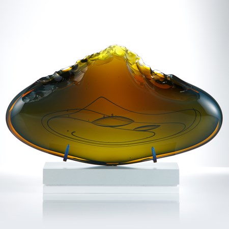 oval shaped art glass clove in tobacco colour