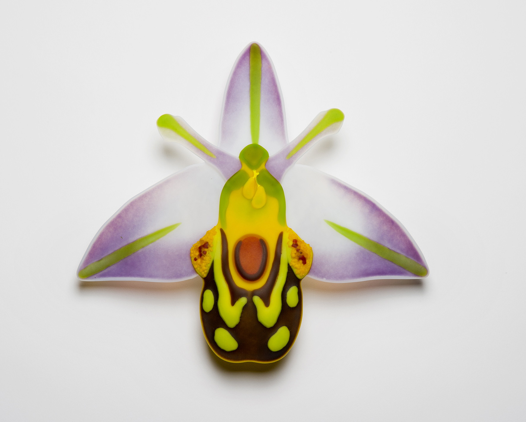 bee orchid decorative glass art from fused glass by laura hart