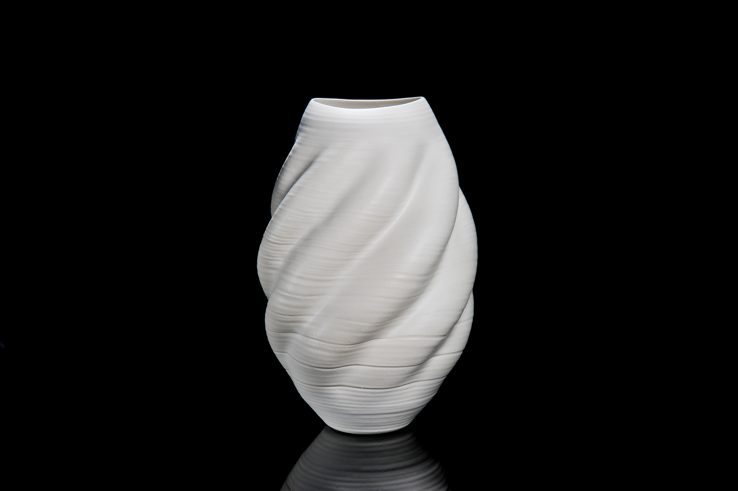 crumpled white ceramic vase art sculpture Nicholas Arroyave-Portela
