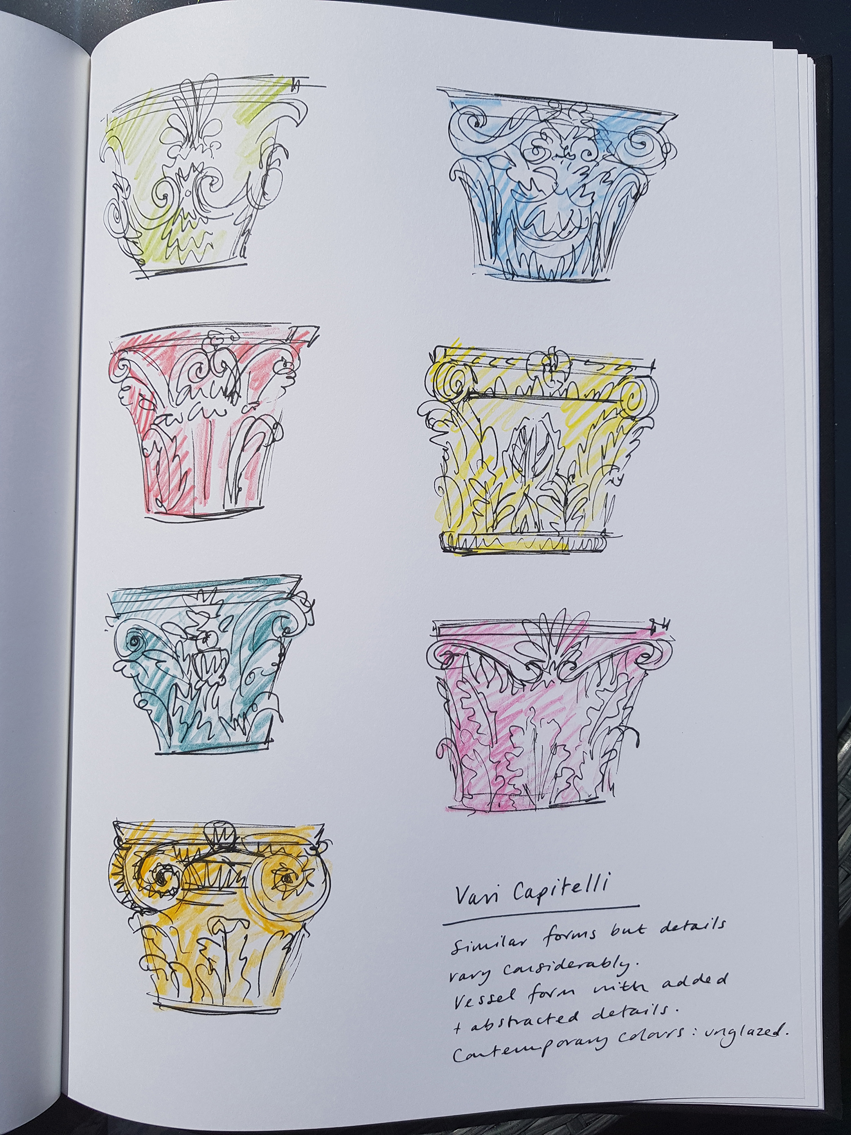 jo taylor artist sketch of clay vase sculptures