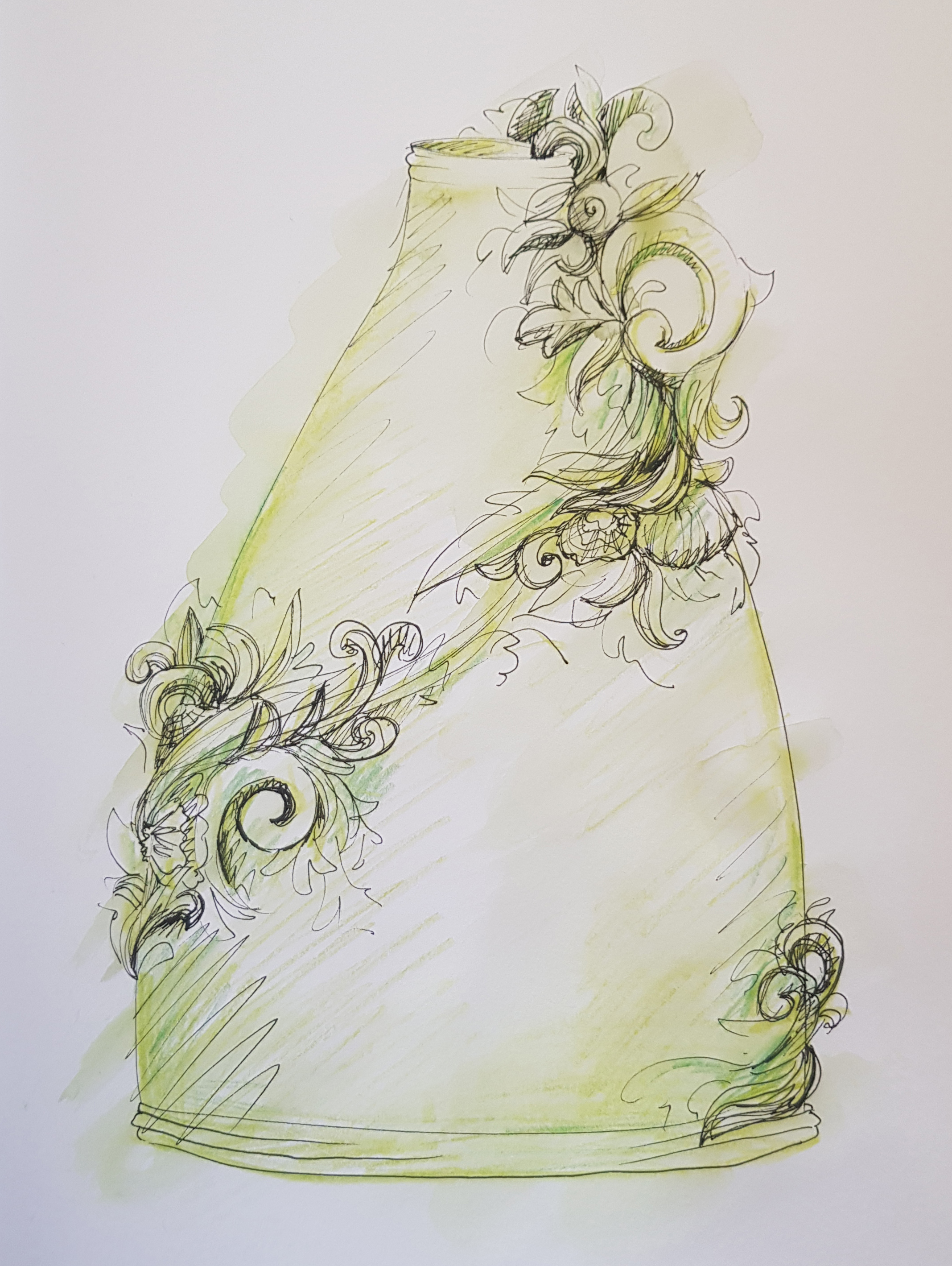 sketch of ceramic vase sculptures by jo taylor
