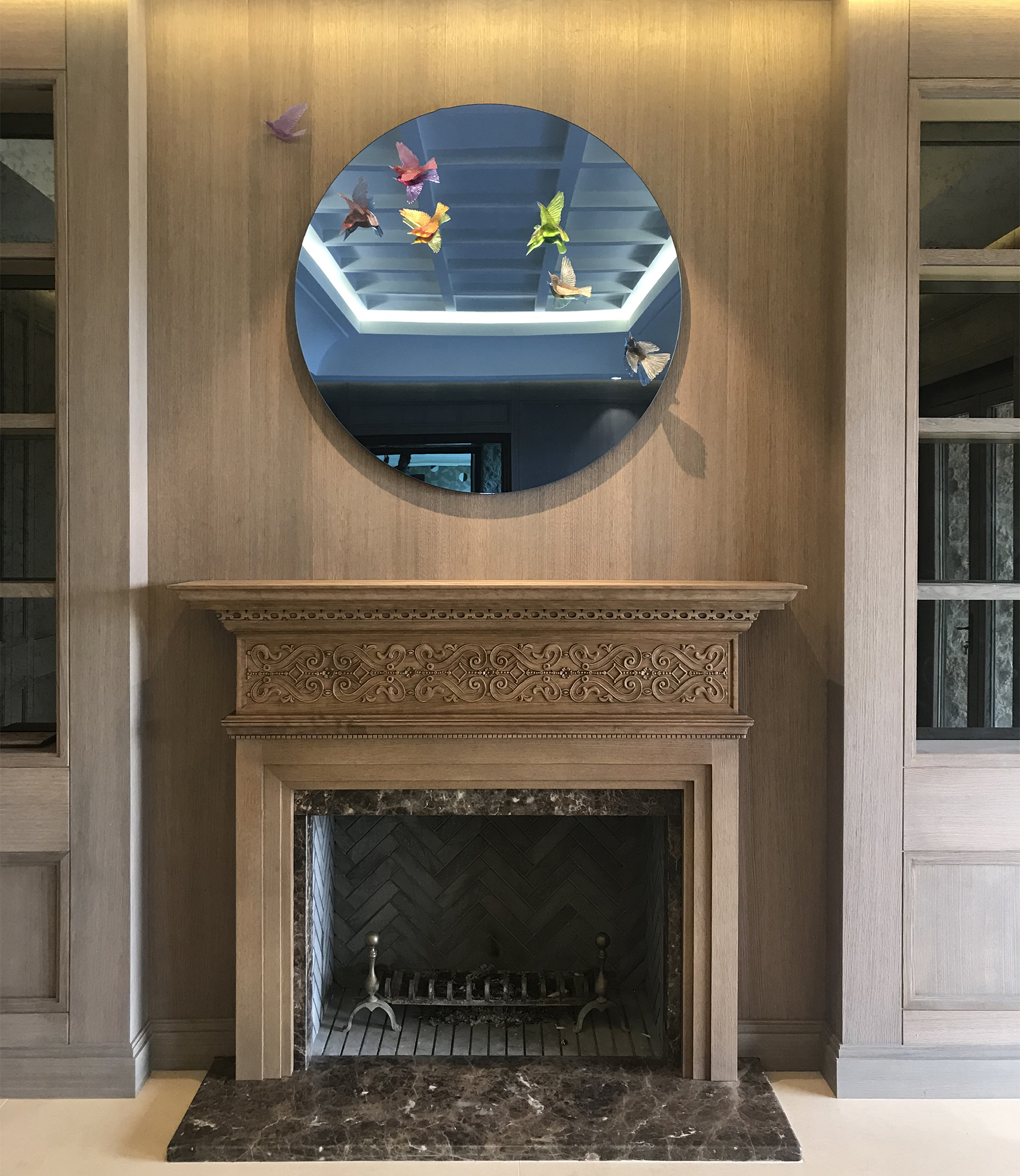 celestial mirror decorative mirror art with lukeke design birds at vessel gallery london