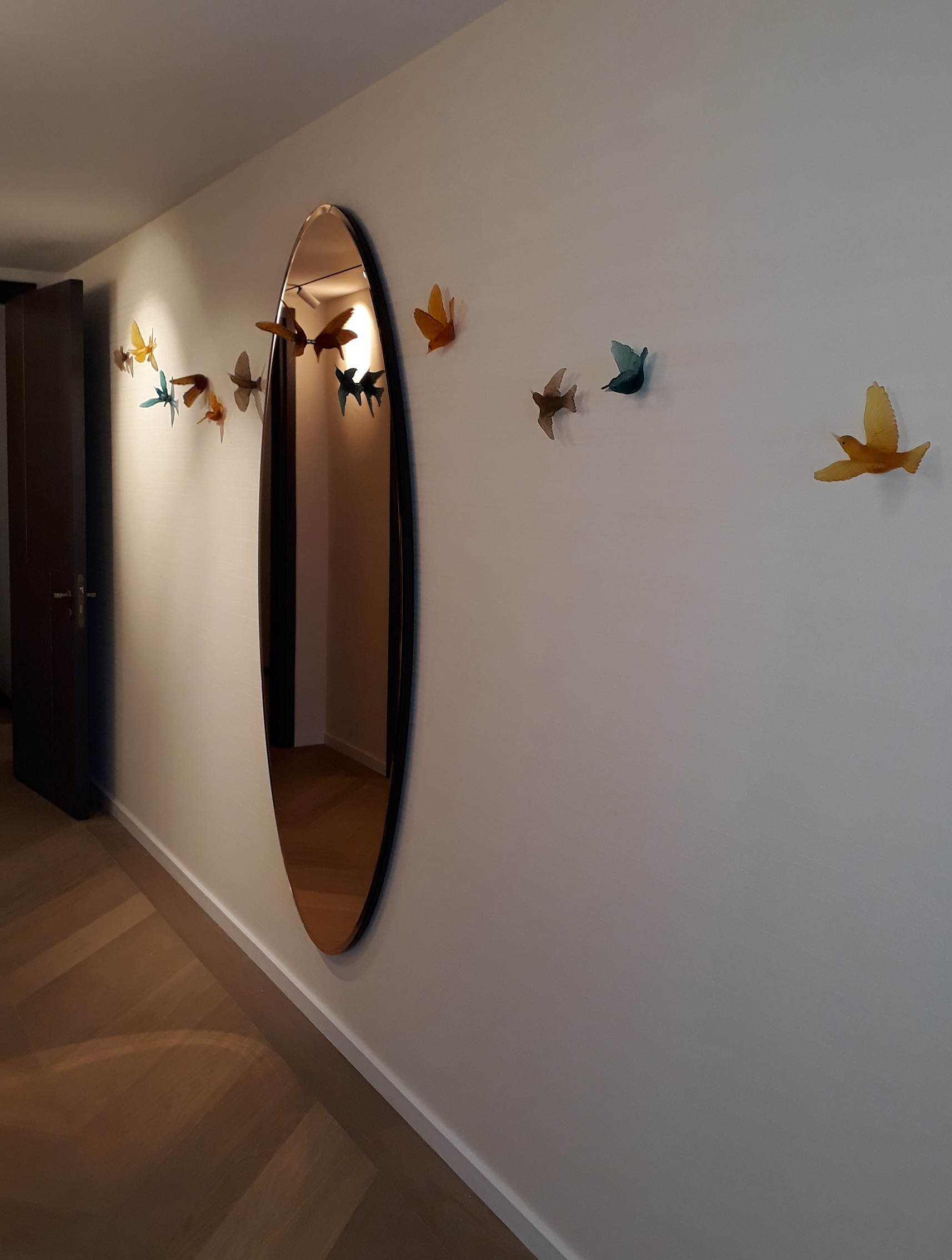 celestial mirror decorative mirror art with lukeke design birds at vessel gallery london