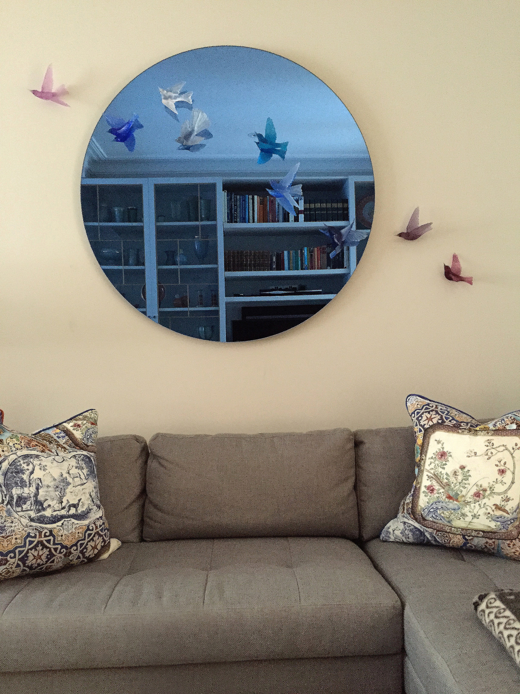 living room decorative mirror art with lukeke design birds