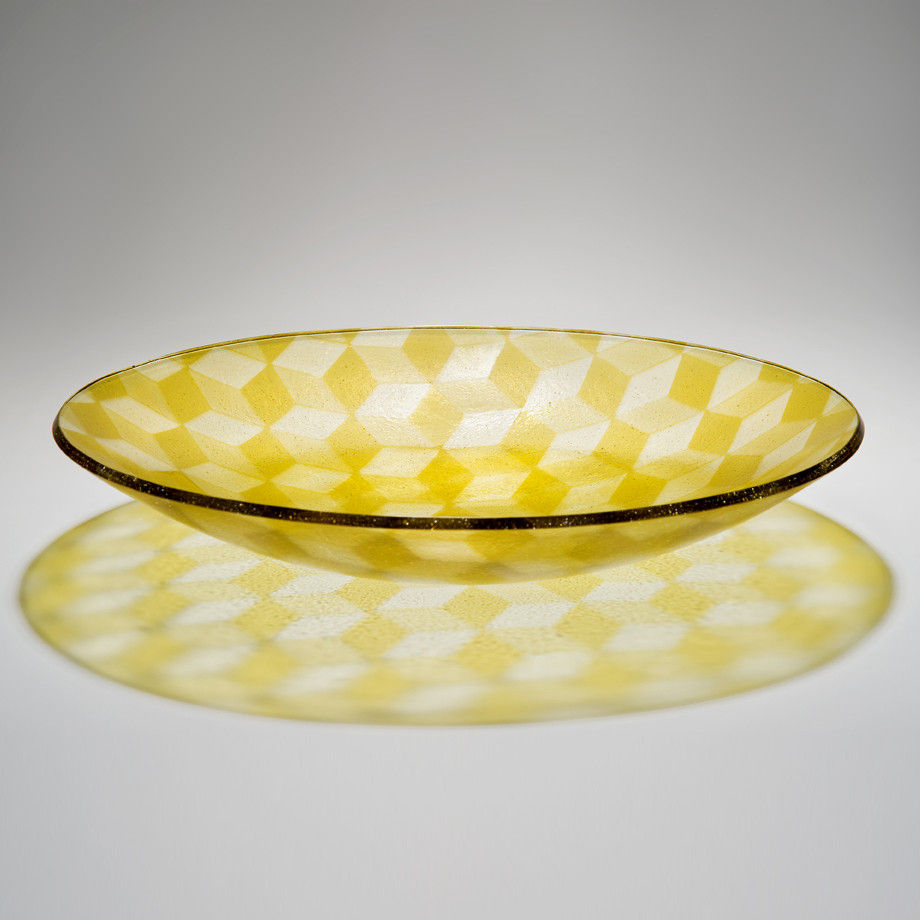 Tumbling Blocks Platter in Gold