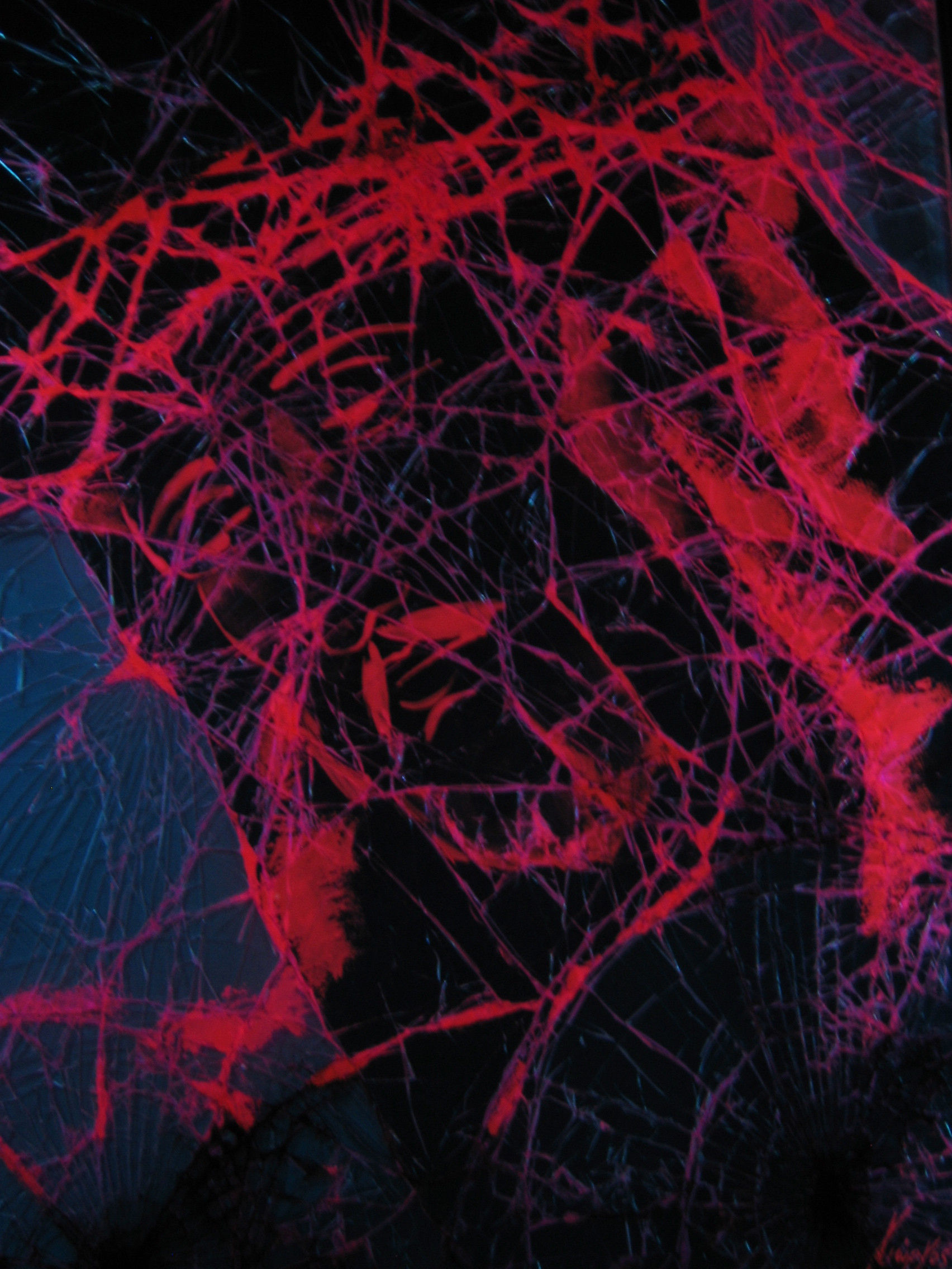 modern glass art painting of jesus in dark red blue black and purple 